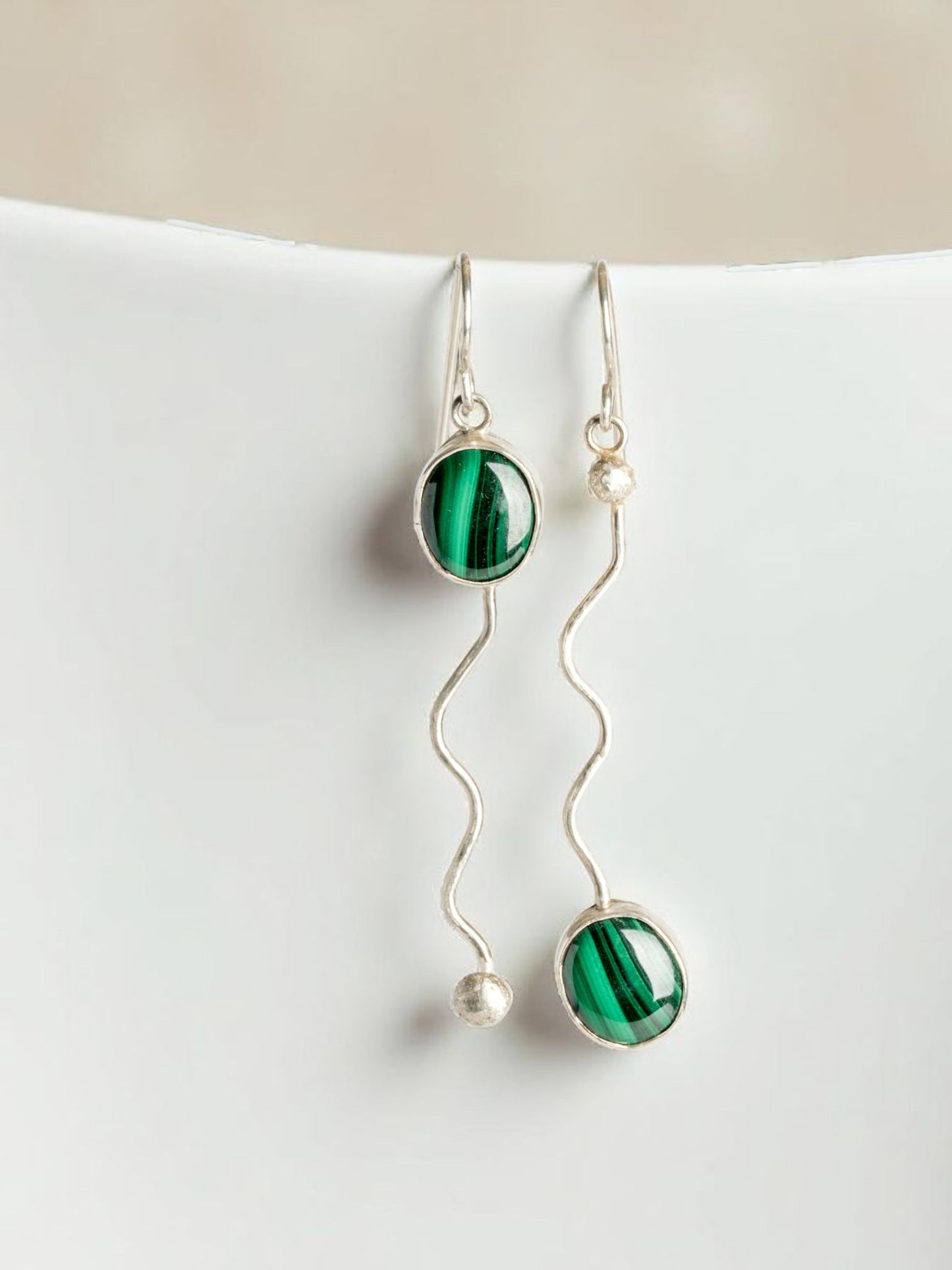 Asymmetrical Malachite Earrings