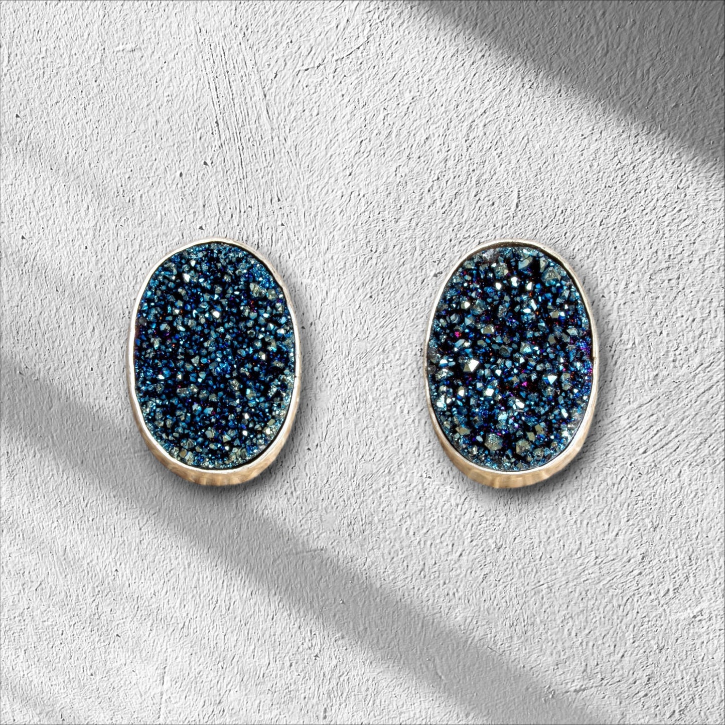 Blue Druzy Earrings